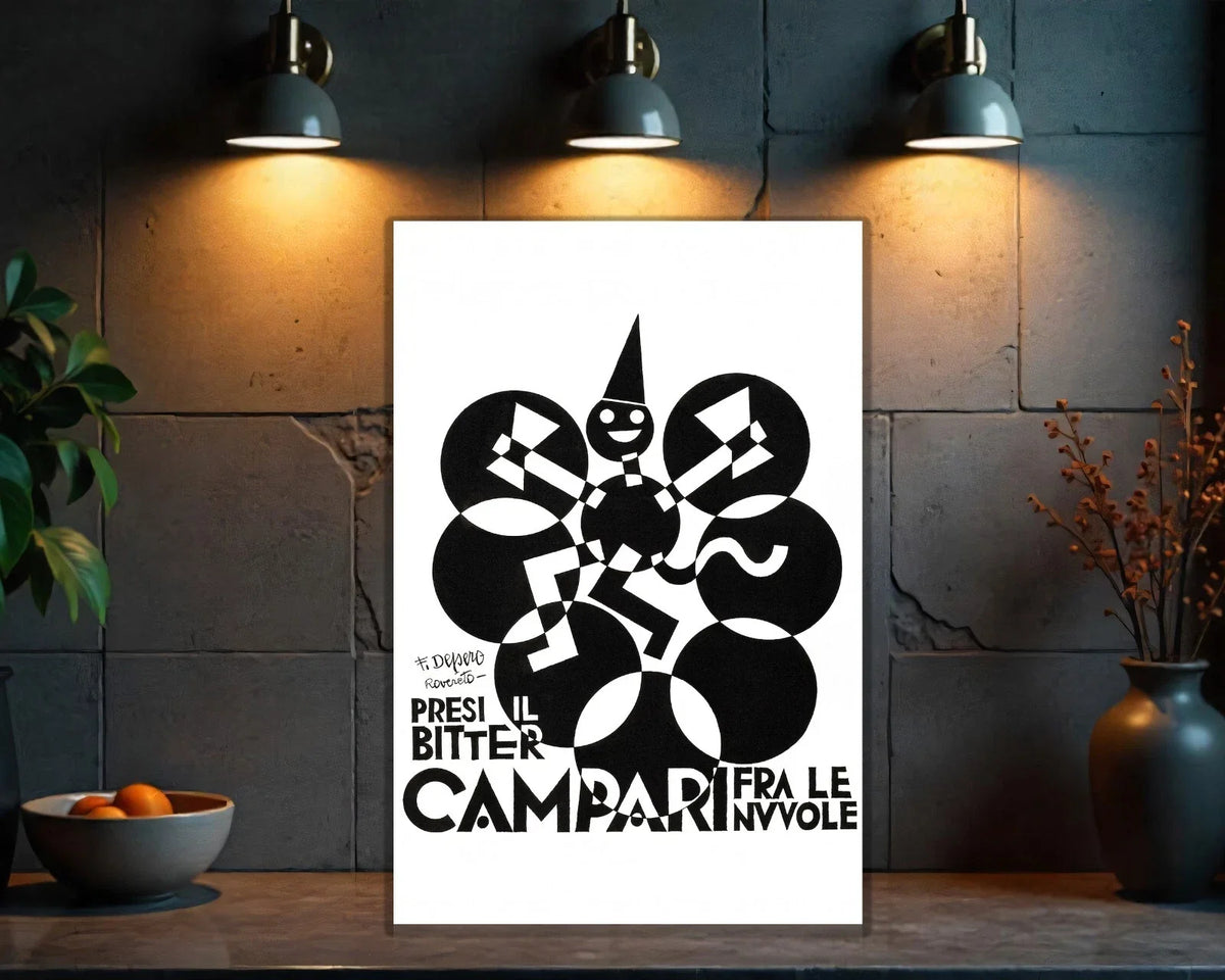 Campari Depero "Presi il Bitter fra le Nuvole" Metal Tabela