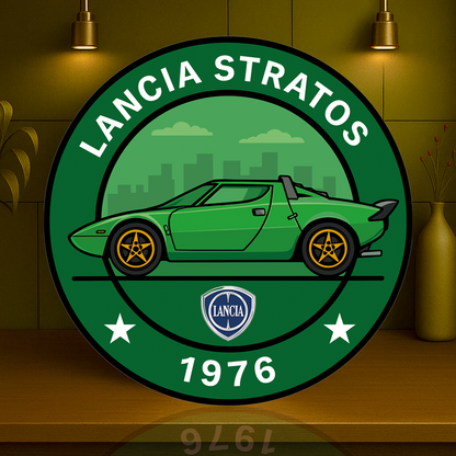 Lancia Stratos (1976) Rally Legend Reimagined Metal Tabela