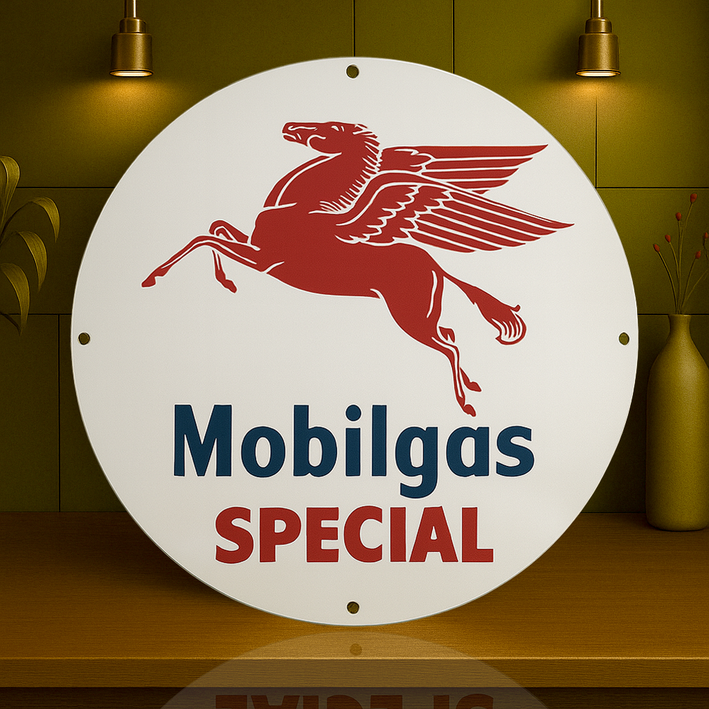 Mobilgas Pegasus - Mobil Oil Gas Station Metal Tabela