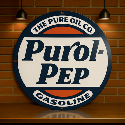 Purol - Pep Gasoline The Pure Oil Co. Metal Tabela