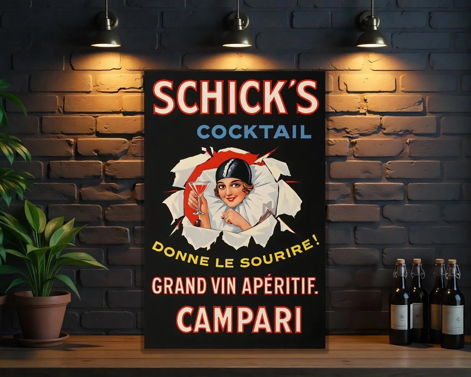 Campari French Schick's Cocktail Metal Tabela