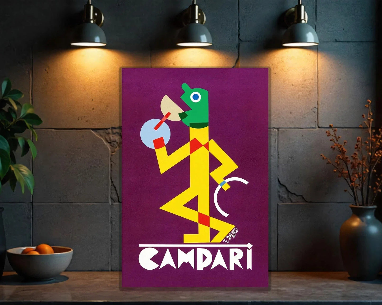 Campari Abstract Futurist Pop Art Tribute Metal Tabela
