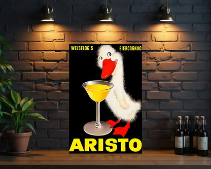 Aristo Weisflog's Eiercognac Advertising Metal Tabela