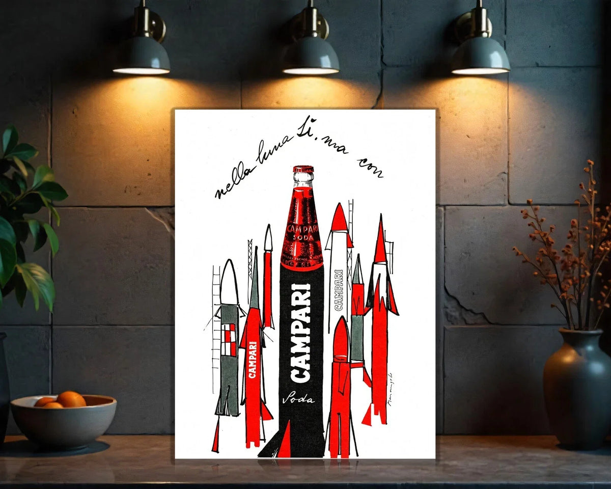 Campari Soda Rocket Space Age Metal Tabela