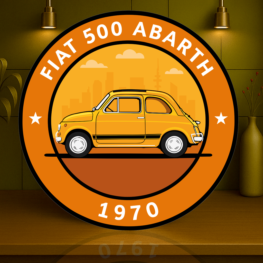Fiat 500 Abarth (1970) Italian City Rocket Tribute Metal Tabela