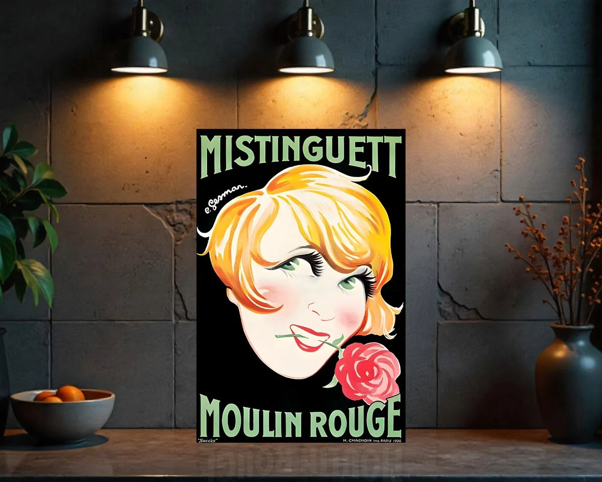 Mistinguett - Moulin Rouge Vintage French Metal Tabela
