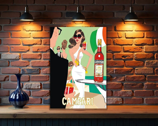 Campari Jet - Set Glamour - Modern Italian Summer Version Metal Tabela