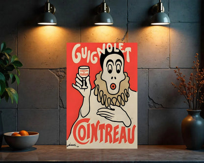 Guignolet Cointreau French Clown Liquor Design Metal Tabela