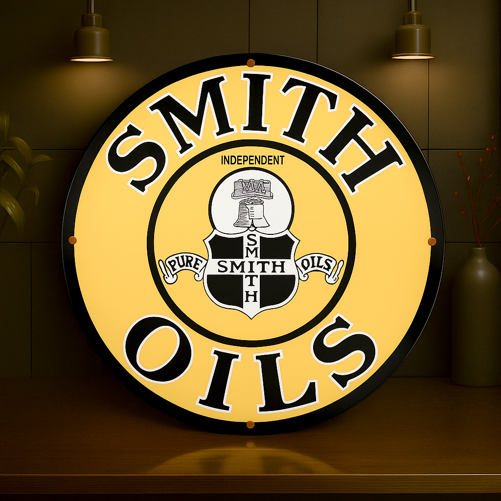 SMITH OILS Yellow Independent Motor Oil Metal Tabela