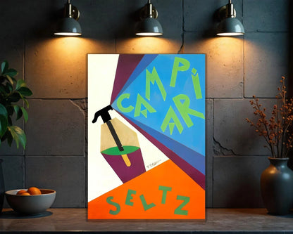 Campari Seltz Futurist - Bold Geometric Version Metal Tabela
