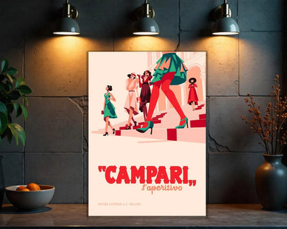 Campari Italian Aperitivo Fashion Stairs Metal Tabela
