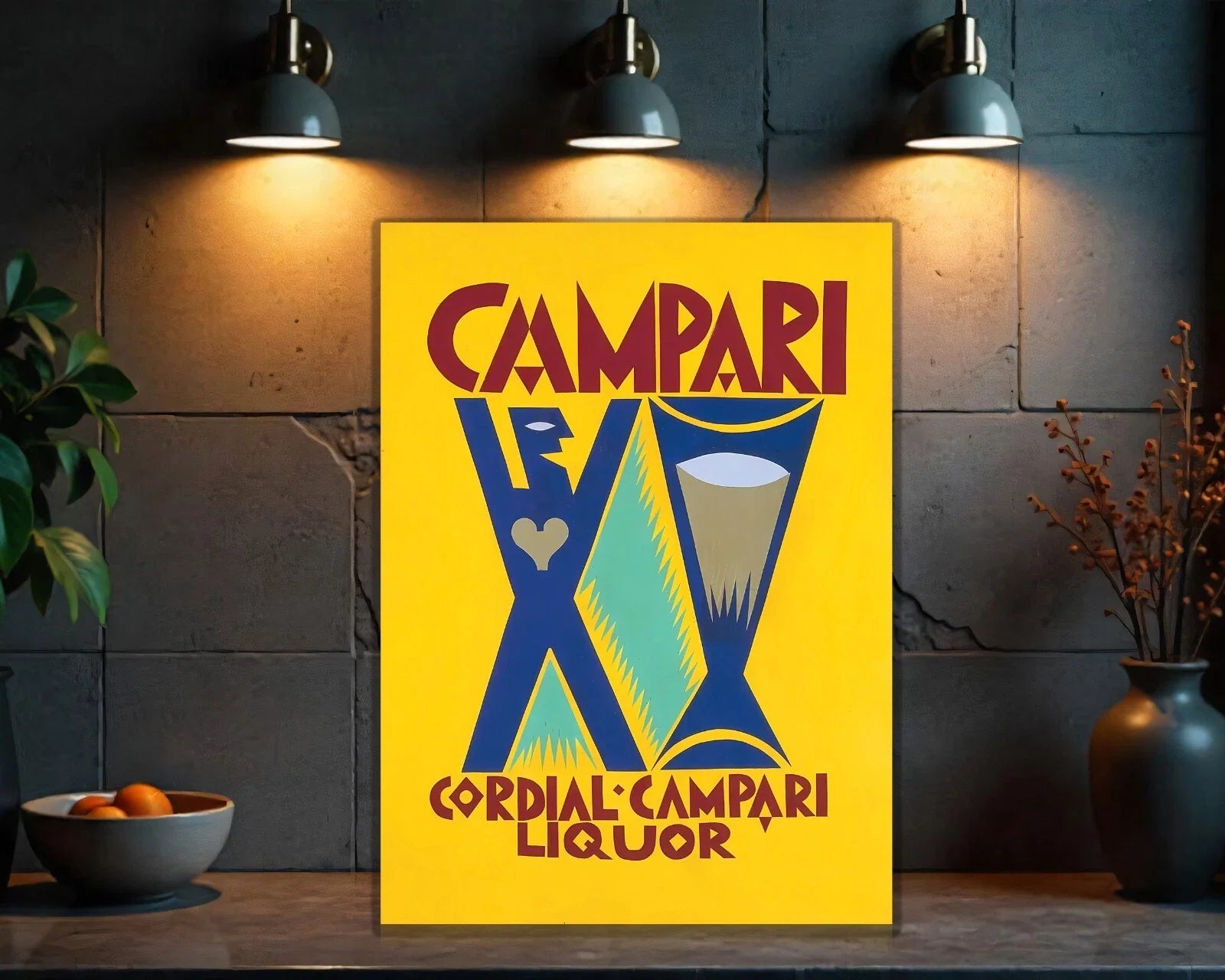 Campari Cordial Art Deco Hourglass Metal Tabela