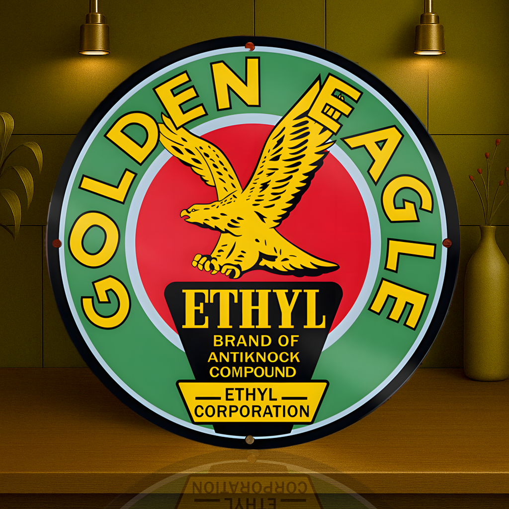 Golden Eagle Ethyl Gasoline Metal Tabela