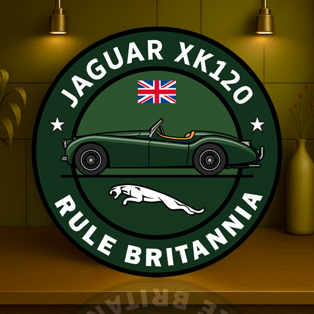 Jaguar XK120 Rule Britannia Metal Tabela