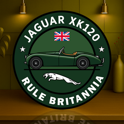 Jaguar XK120 Rule Britannia Metal Tabela