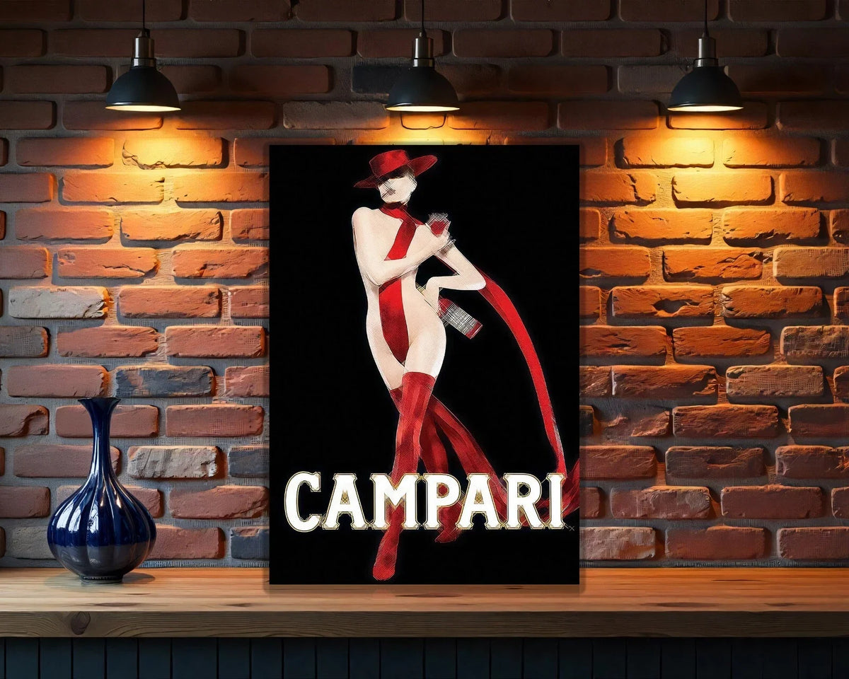 Campari Femme Fatale - Elegant Italian Liquor Metal Tabela