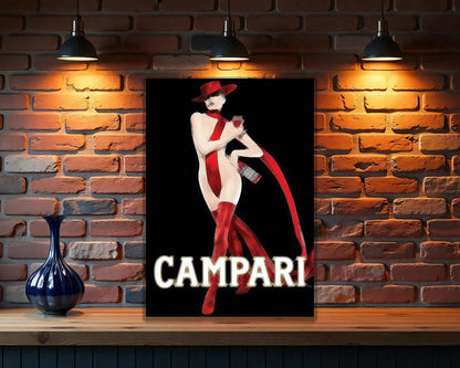 Campari Femme Fatale - Elegant Italian Liquor Metal Tabela