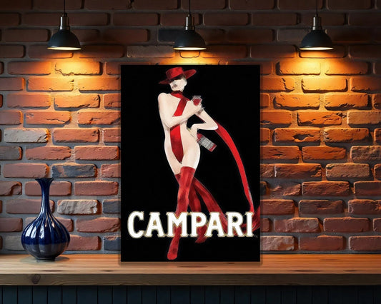 Campari Femme Fatale - Elegant Italian Liquor Metal Tabela