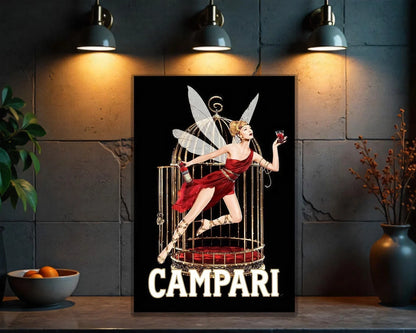 Campari Magical Vintage Fairy in Cage Metal Tabela