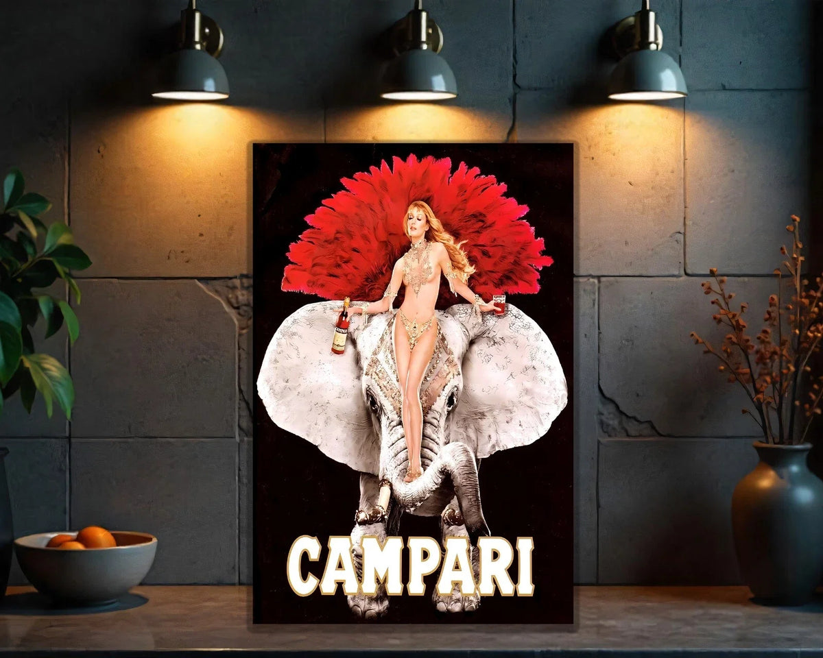 Campari Showgirl & Elephant - Burlesque Edition Metal Tabela