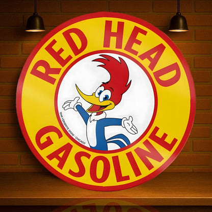 Red Head Cartoon Gasoline Metal Tabela