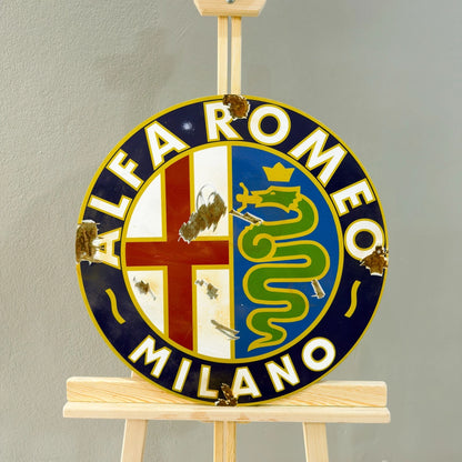 Alfa Romeo Milano Rusty Logo Metal Tabela