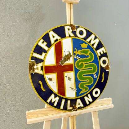 Alfa Romeo Milano Rusty Logo Metal Tabela