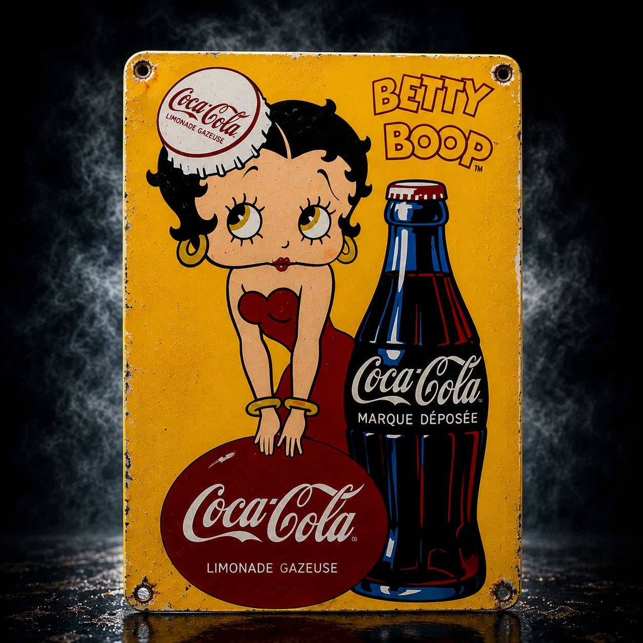 Betty Boop Coca-Cola Rusty Metal Tabela