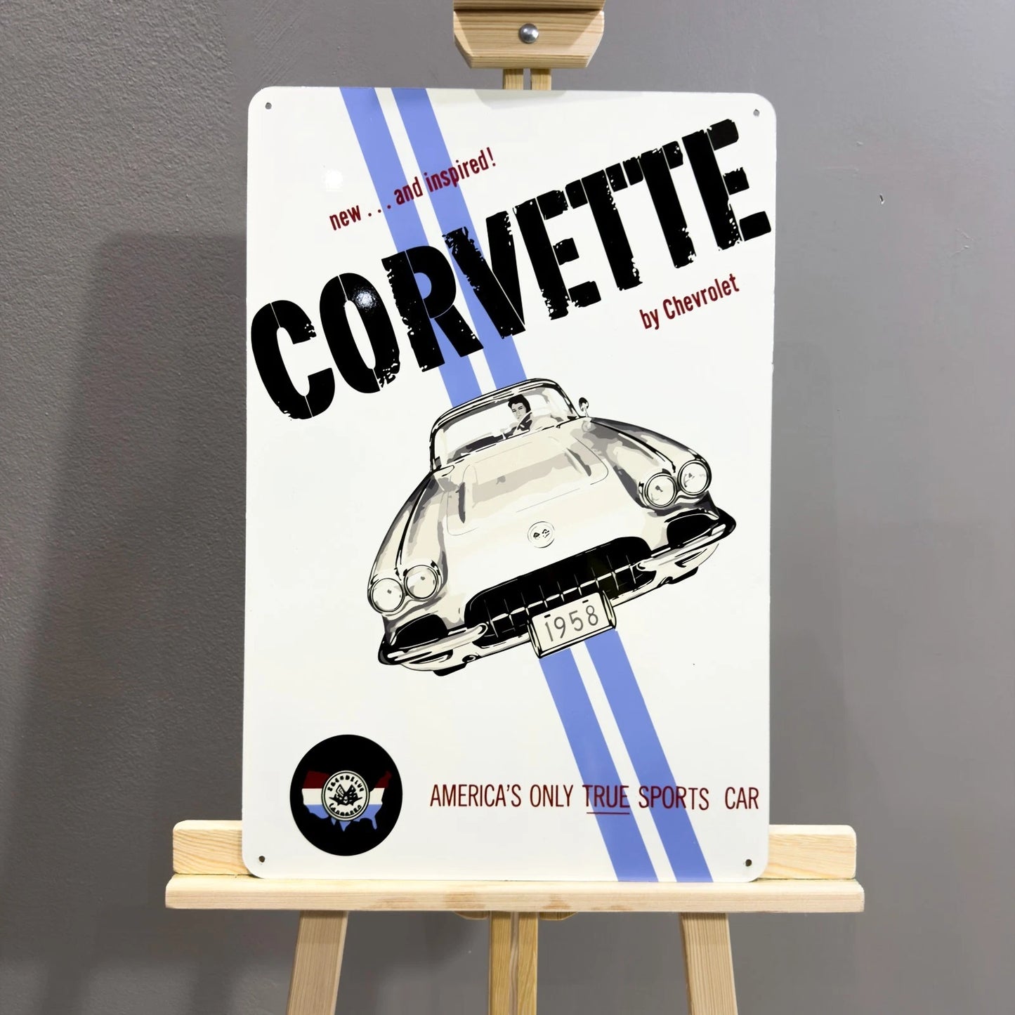 Chevrolet Corvette 1958 Sports Car Metal Tabela