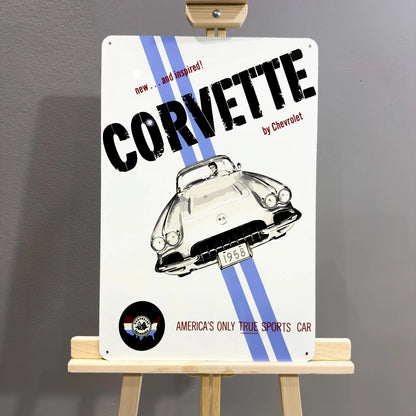Chevrolet Corvette 1958 Sports Car Metal Tabela