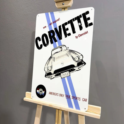 Chevrolet Corvette 1958 Sports Car Metal Tabela