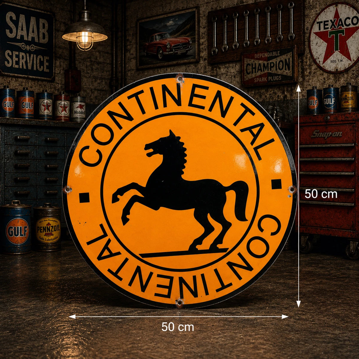 Continental Horse Logo Metal Tabela