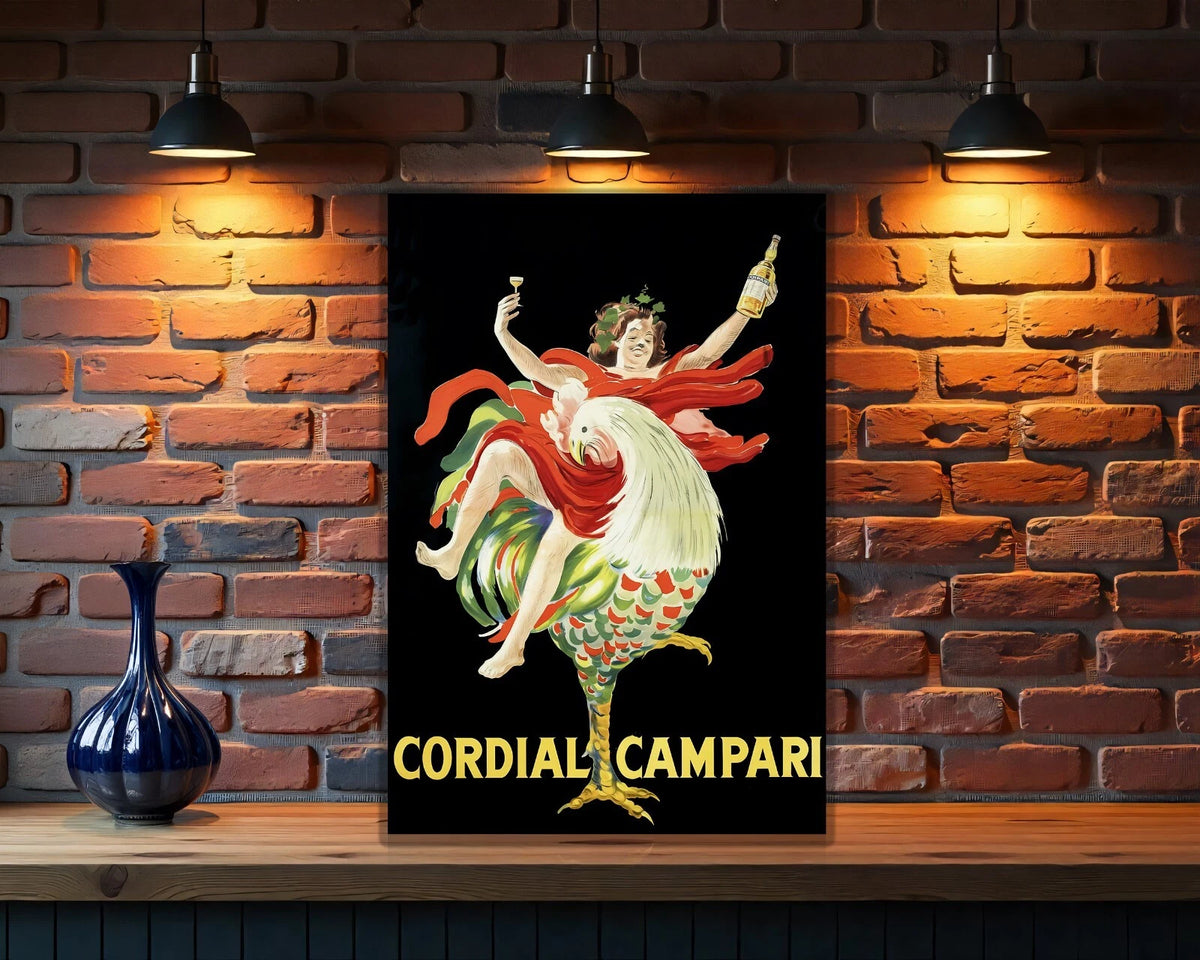 Cordial Campari Rooster Rider Metal Tabela