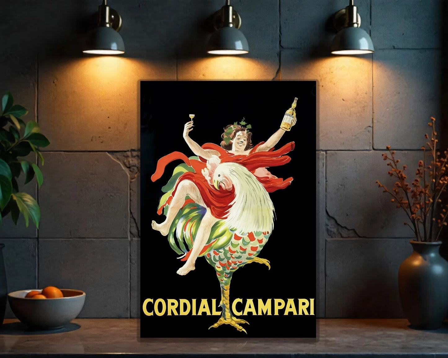 Cordial Campari Rooster Rider Metal Tabela