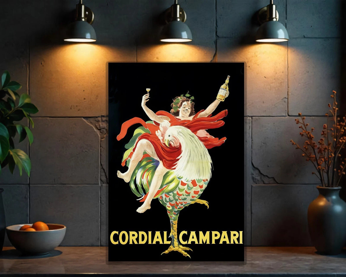 Cordial Campari Rooster Rider Metal Tabela