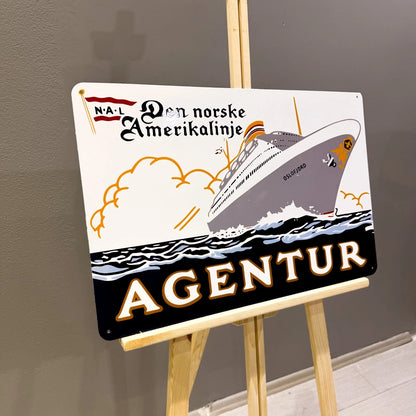 Den Norske Amerikalinje Agentur Ship Metal Tabela