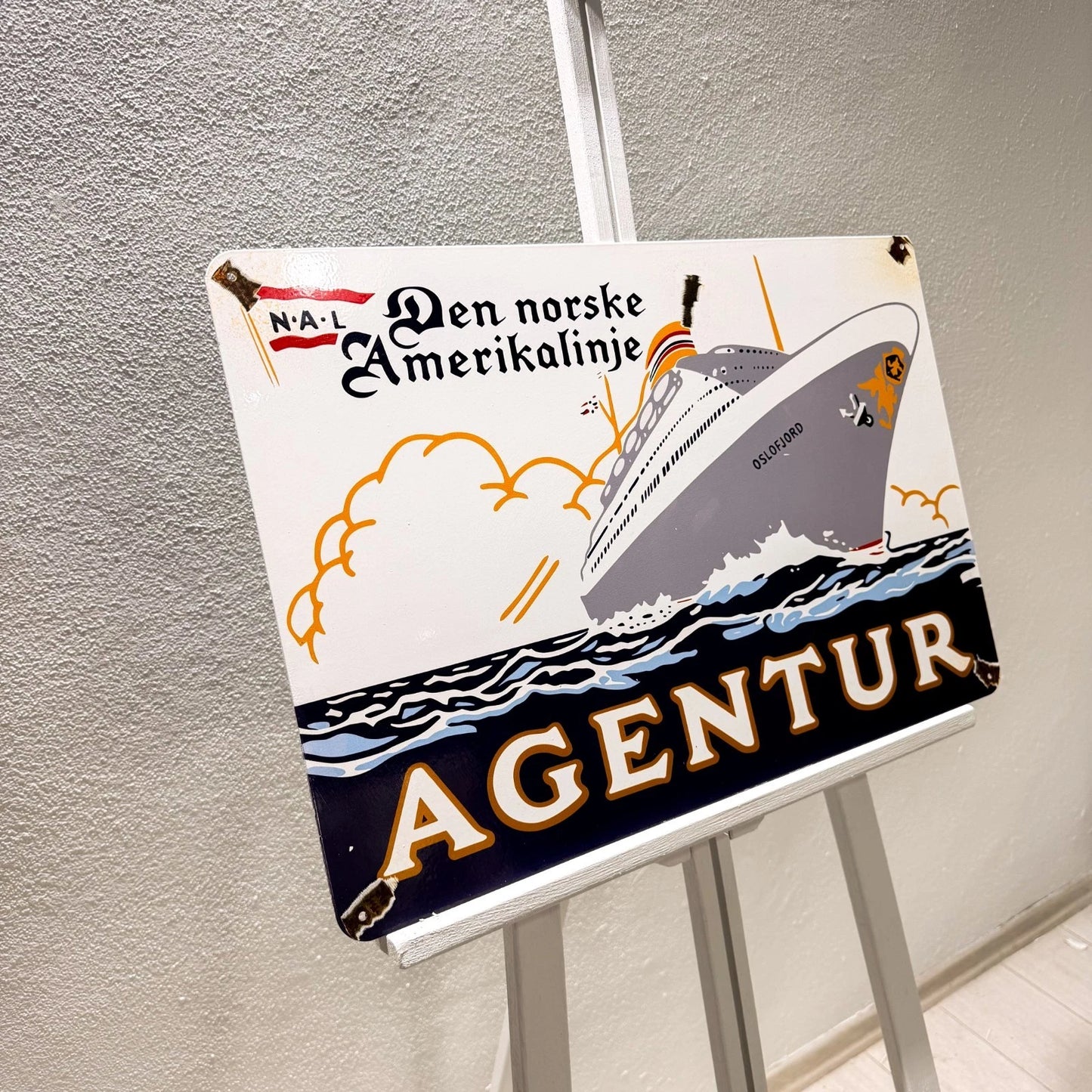Den Norske Amerikalinje Agentur Ship Metal Tabela