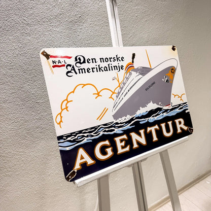 Den Norske Amerikalinje Agentur Ship Metal Tabela