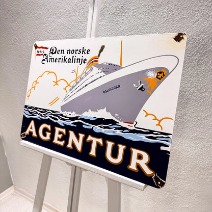 Den Norske Amerikalinje Agentur Ship Metal Tabela