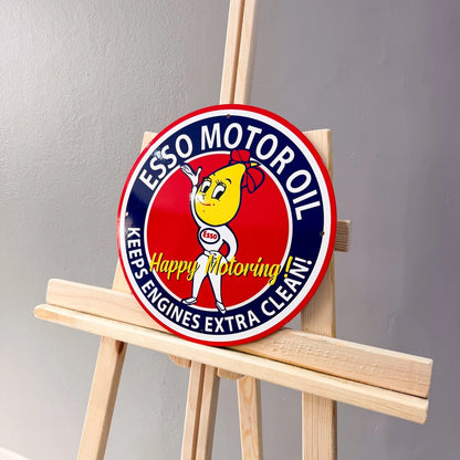 Esso Motor Oil Happy Motoring Female Mascot Metal Tabela
