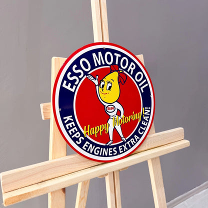 Esso Motor Oil Happy Motoring Female Mascot Metal Tabela