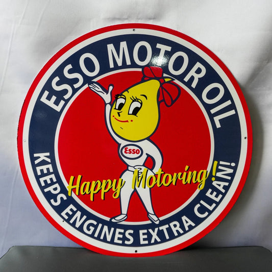 Esso Motor Oil - Happy Motoring! Female Oil Drop Mascot - 19.7 Metal Tabela