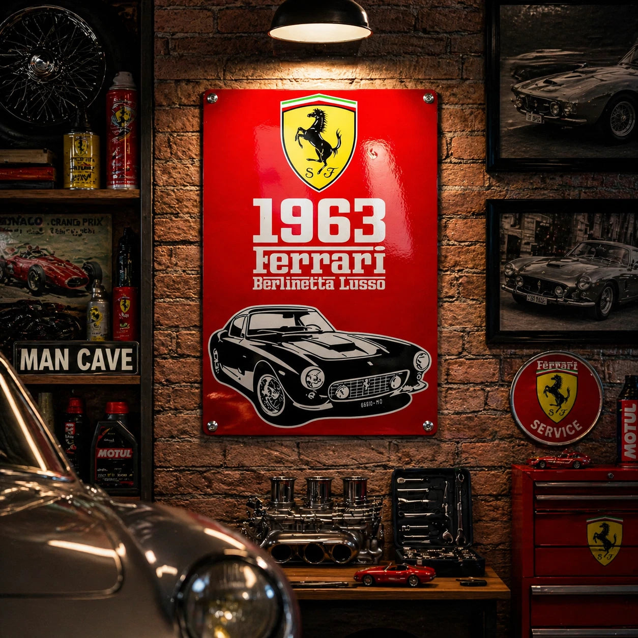 Ferrari 1963 Berlinetta Lusso Rusted Metal Tabela