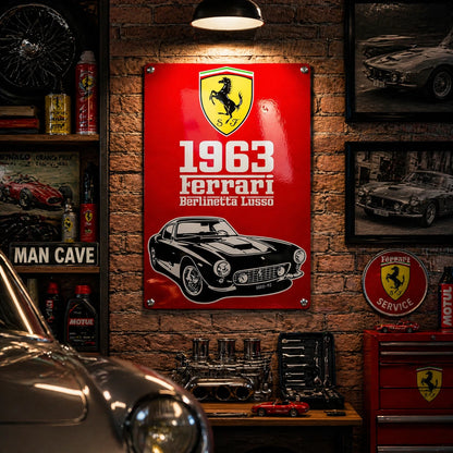 Ferrari 1963 Berlinetta Lusso Rusted Metal Tabela