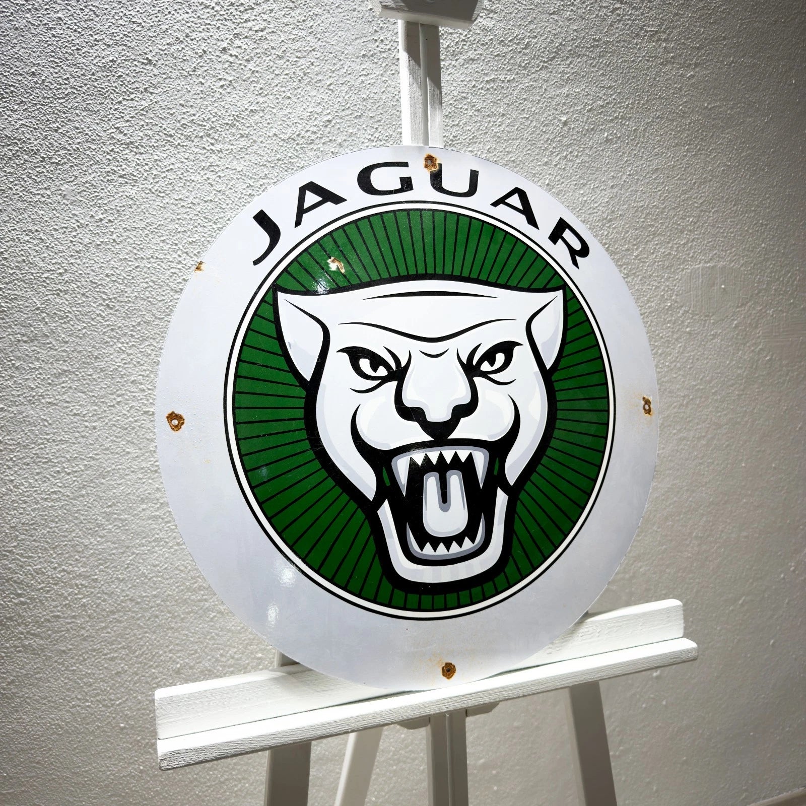 Jaguar Growler Logo Rusted Metal Tabela