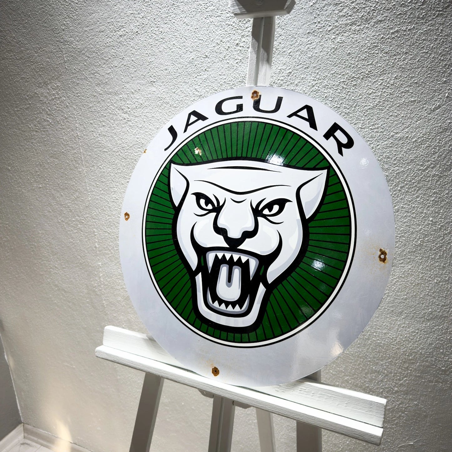 Jaguar Growler Logo Rusted Metal Tabela