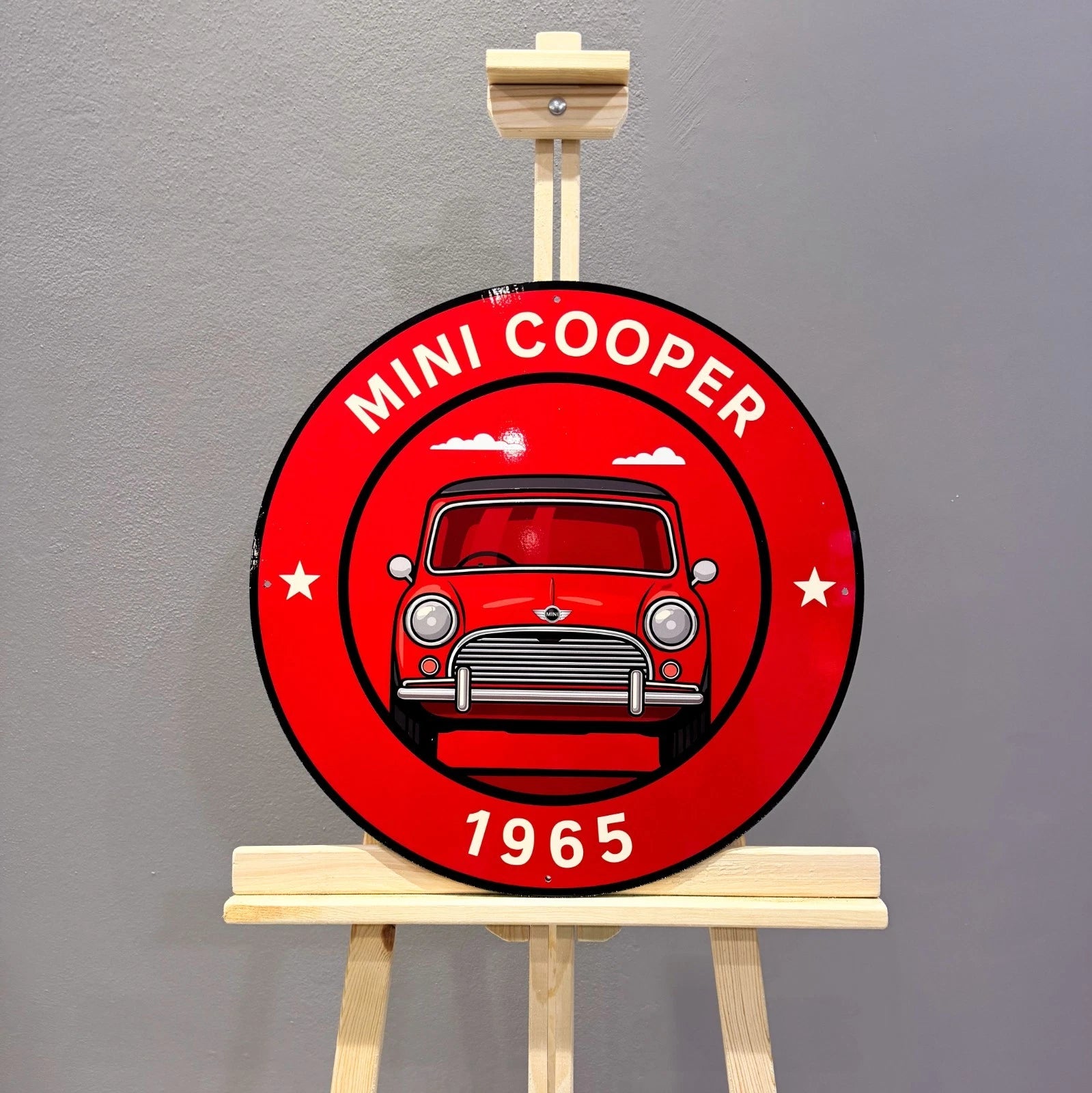 Mini Cooper 1965 - Classic Front View Metal Tabela