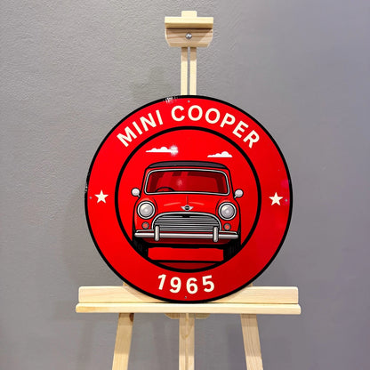 Mini Cooper 1965 - Classic Front View Metal Tabela