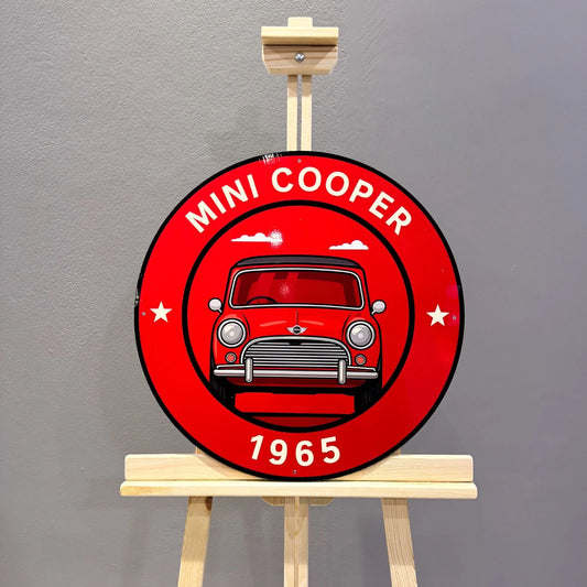 Mini Cooper 1965 - Classic Front View Metal Tabela