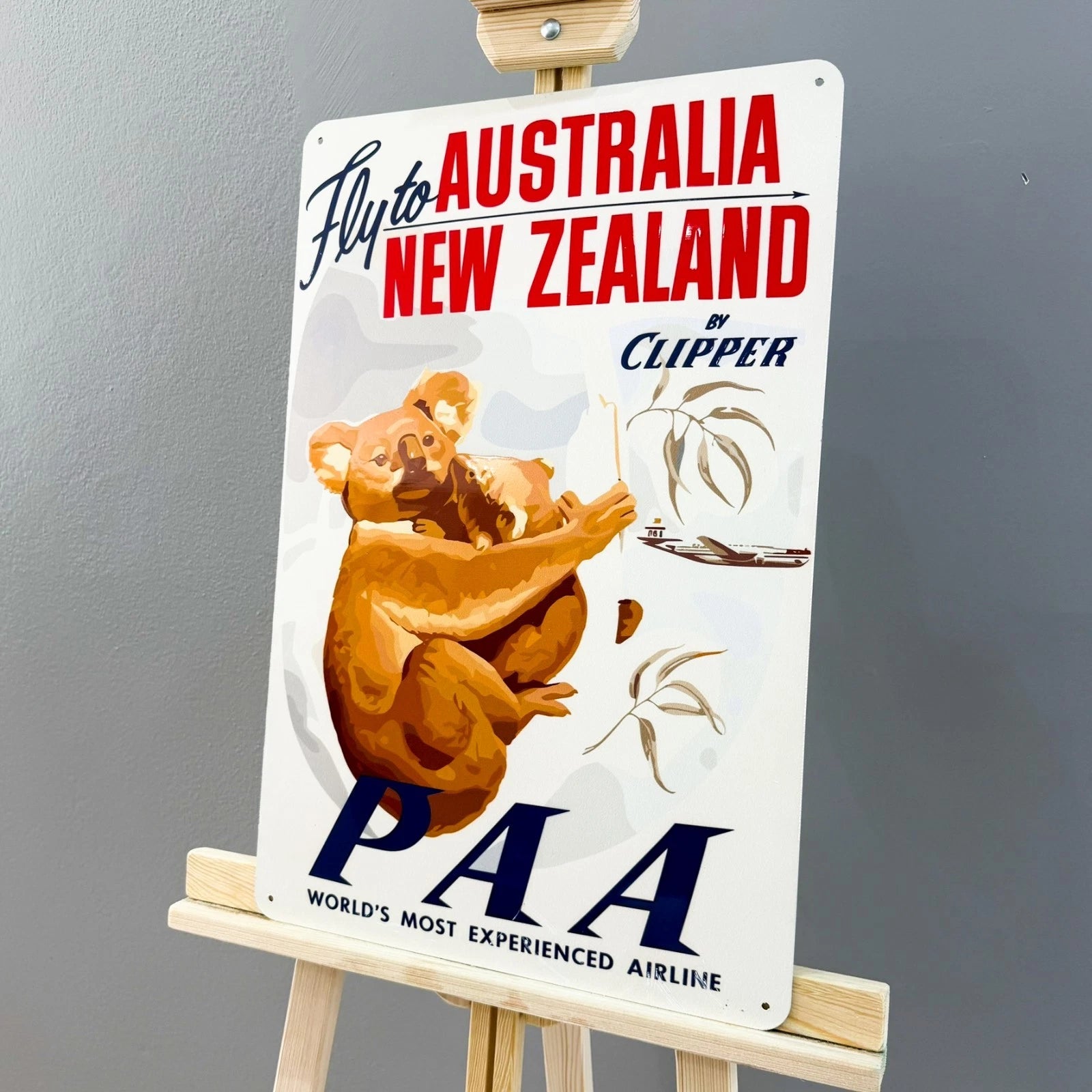 PAA Clipper Fly to Australia & New Zealand Metal Tabela